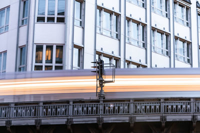 Low angle view of illuminated building in city