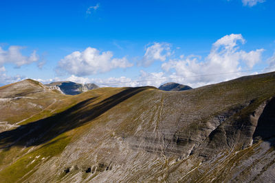 Scenic view of landscape against sky in frontignano, marche, italy 