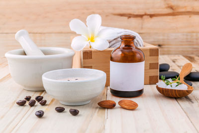 Close-up of various objects on table