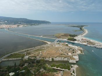 High angle view of beach against sky