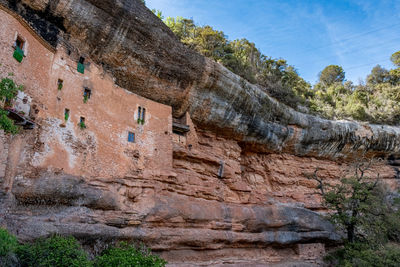 Low angle view of rock formations