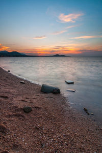 Scenic view of sea at sunset