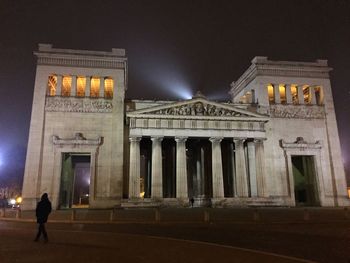 View of built structure at night