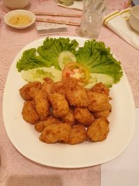 High angle view of meal served in plate