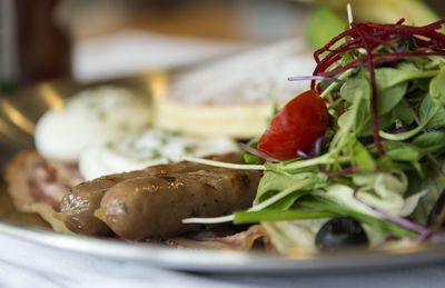 Close-up of food in plate on table