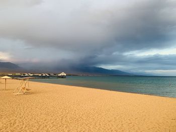 Scenic view of beach against sky