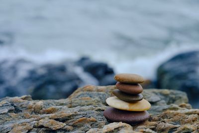Stack of stones in sea