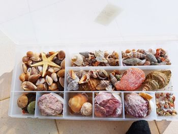 High angle view of food on table