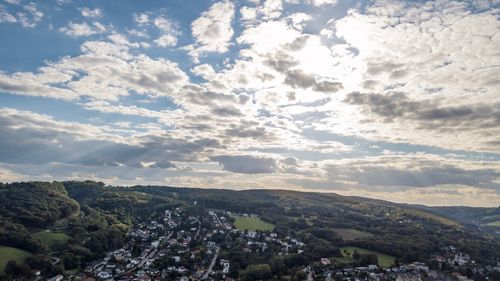 High angle view of townscape against sky