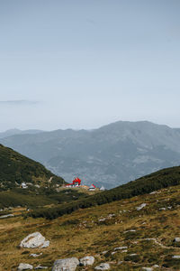 Scenic view of mountains against sky