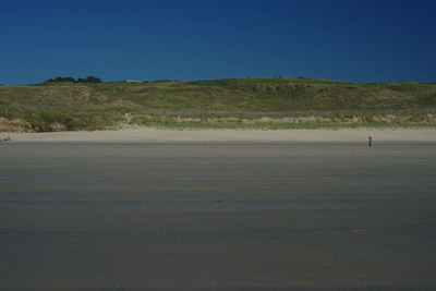 Scenic view of landscape against clear blue sky