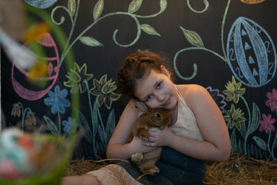 Holidays, spring, easter.portrait of girls