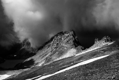 Scenic view of snowcapped mountain against sky