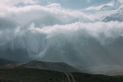 Scenic view of mountains against sky