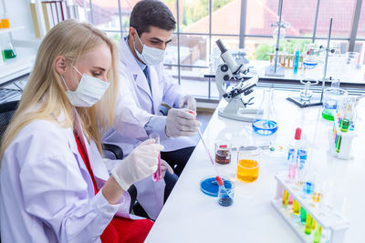 Female scientist working in clinic