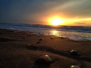 Scenic view of sea at sunset