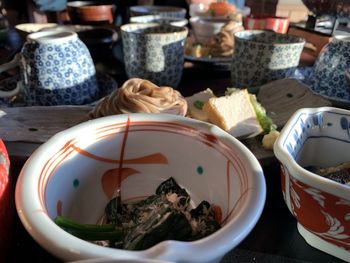 High angle view of food on table