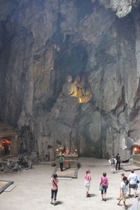 People walking in a temple