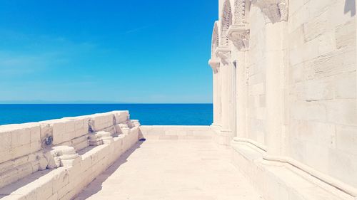 Scenic view of sea against blue sky