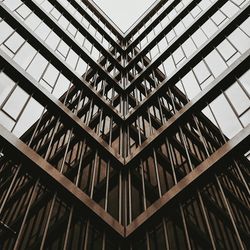 Low angle view of modern glass buildings in city