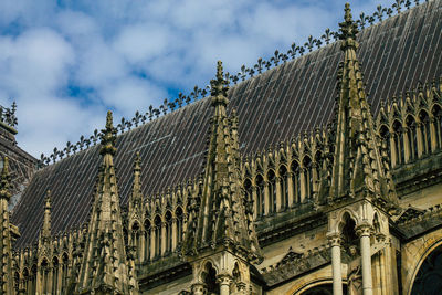 Low angle view of temple building against sky