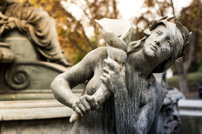 Weather statue in garden