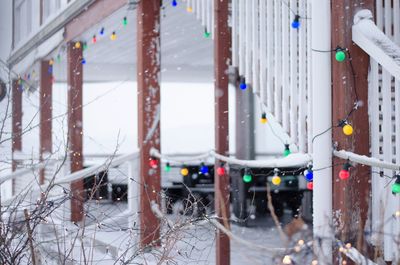 Buildings in city during winter