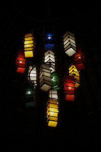 Low angle view of illuminated building at night