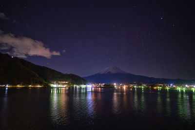 Scenic view of sea against sky at night