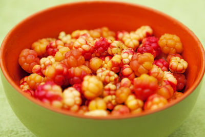 High angle view of fruits in bowl