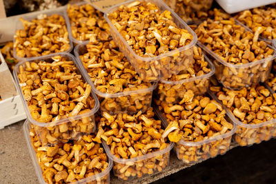 High angle view of food for sale in market