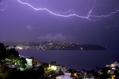 High angle view of illuminated city at night