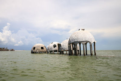 Blue sky over the cape romano dome house ruins in the gulf coast of florida