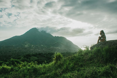 Scenic view of mountains against sky