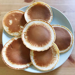 High angle view of dessert in plate on table