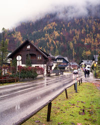 View of road leading towards buildings