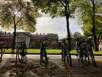Bicycles parked in park
