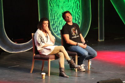 Young couple sitting on chair