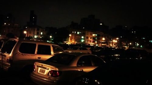 Traffic on road at night