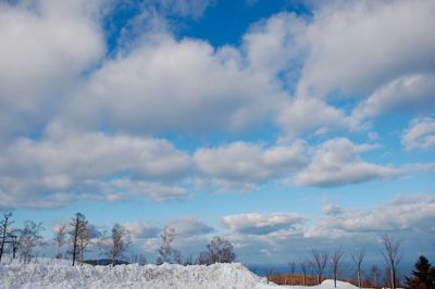 Scenic view of landscape against cloudy sky