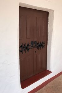 Closed door of building