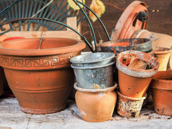 Close-up of plant pots