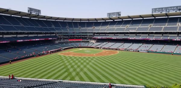 View of empty stadium pre game antics...