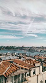 High angle view of townscape against sky