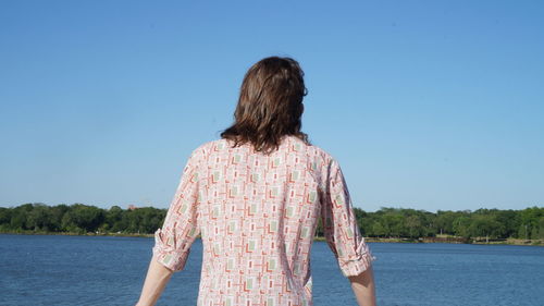 Woman standing in water