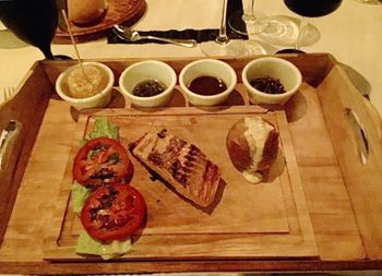 Close-up of food on table