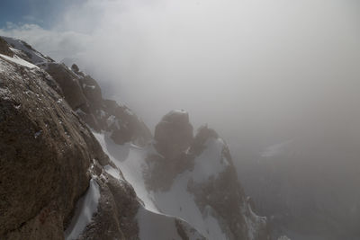 Scenic view of mountains against sky during winter