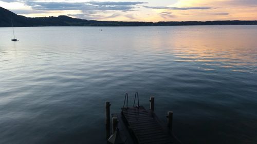 View of lake at sunset