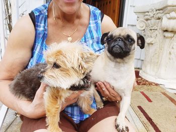 Midsection of woman with dog