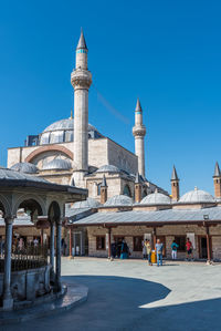 View of historical building against clear blue sky